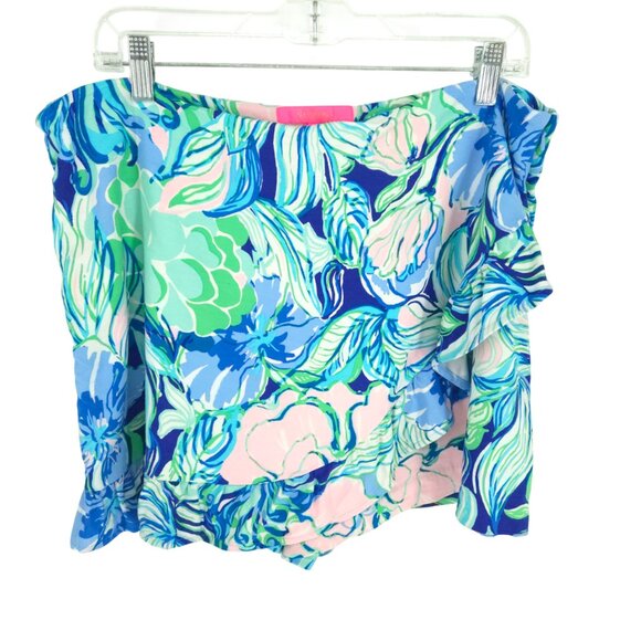 Lilly Pulitzer Faye Mini Skort Party Thyme Print Blue Green Floral Summer Spring - Picture 1 of 15